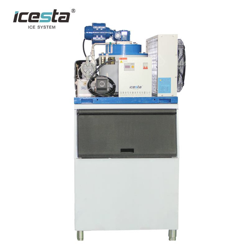 Straight-on front view of ICESTA 1000kg/24hr Ice Maker Machine